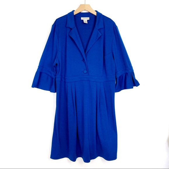 Vintage Dresses & Skirts - Vintage retro skirt dress flared sleeve midi blue